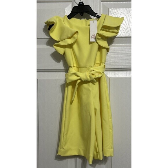 GB Little Girls Ruffle Tiered Sleeve Jumpsuit Size 2T Yellow - Picture 3 of 7